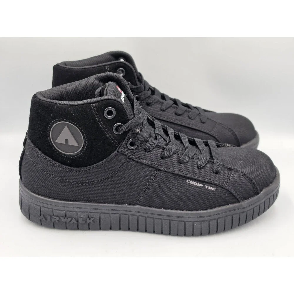 Airwalk Deuce Mid Composite Toe Safety Shoes Boots Canvas Black Men’s 7.5 4E